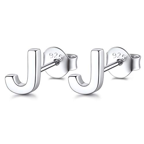 FOCALOOK Ohr Piercing Damen Silber 925 Buchstabe Ohrstecker Letter J Minimalist Initiale Stud Ohrringe Ohrschmuck Accessoire für Frauen Mädchen von FOCALOOK