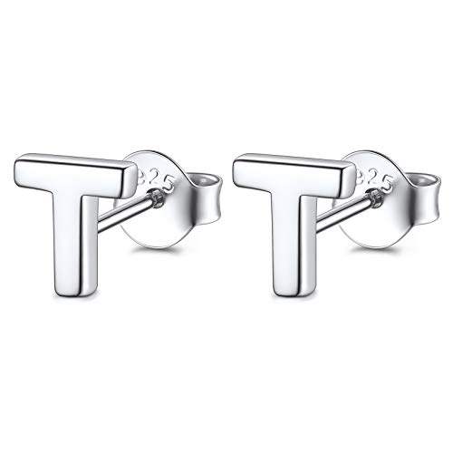 FOCALOOK Ohr Piercing Damen Silber 925 Buchstabe Ohrstecker Letter T Minimalist Initiale Stud Ohrringe Ohrschmuck Accessoire für Frauen Mädchen von FOCALOOK