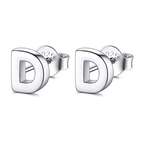 FOCALOOK Buchstabe D Ohrringe Silber Initiale Letter Ohrstecker Silber 925 Ohrpiercing Damen Mädchen Ohrringe Buchstabe Schmuck Accessoire von FOCALOOK