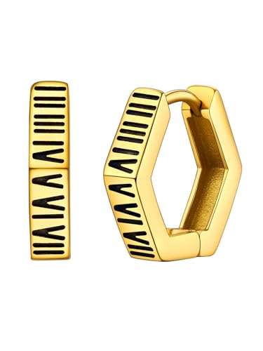 FOCALOOK Ohrringe Damen Gold Edelstahl Ohrringe Gold Ohrringe Römische Ziffern Ohrringe Sechseck Ohrringe Römische Zahlen Weihnachtsohrringe Vintage Schmuck von FOCALOOK