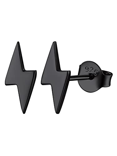 FOCALOOK Ohrringe Damen Ohrstecker Schwarz Blitz Ohrringe Silver Earrings Piercing Ohr Medizinische Ohrstecker Earrings Accessoire Ohrschmuck von FOCALOOK