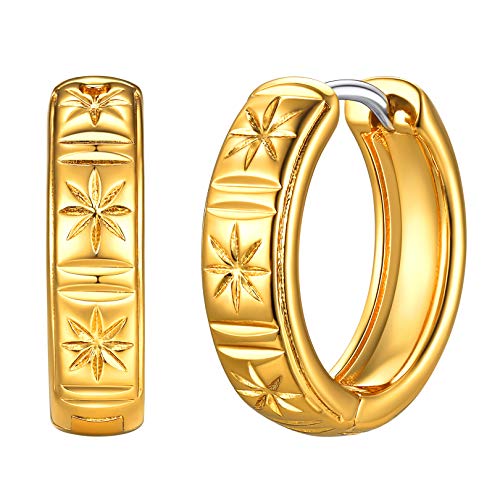 FOCALOOK Ohrringe Gold Creolen Damen 4,6mm breit Ohrringe Hängend Huggie Ohrringe Ohrschmuck Accessoire für Party von FOCALOOK