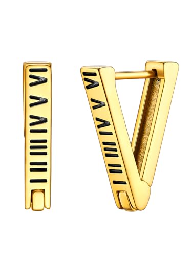 FOCALOOK Ohrringe Römische Ziffern Gold Creolen Edelstahl Römische Zahlen Dreieck Weihnachtsohrringe Schmuck Damen FOCALOOK Ohrringe Römische Ziffern Gold Creolen Edelstahl Römische Zahlen Dreieck Weihnachtsohrringe Schmuck Damen von FOCALOOK