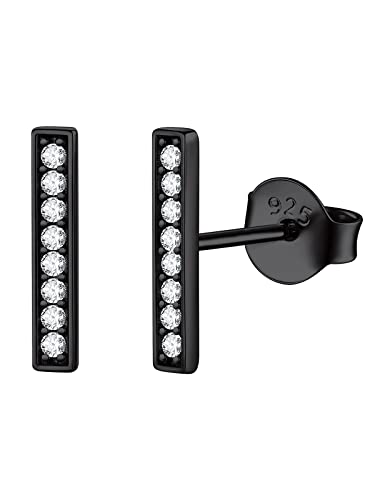 FOCALOOK Ohrringe Schwarz Ohrstecker Silber 925 Mädchen Silver Earrings Rechteck Ohrringe Zirkonia Medizinische Ohrstecker Earrings Piercing Ohr Modeschmuck Accessoire FOCALOOK Ohrringe Schwarz Ohrstecker Silber 925 Mädchen Silver Earrings Rechteck Ohrringe Zirkonia Medizinische Ohrstecker Earrings Piercing Ohr Modeschmuck Accessoire von FOCALOOK