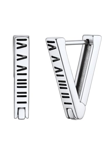 FOCALOOK Ohrringe mit römischen Ziffern Edelstahl Ohrringe Damen Creolen Dreieck Ohrringe Creolen Mittelgroß Vintage Ohrringe Weihnachtsohrringe Geometrische Creolen Schmuck von FOCALOOK