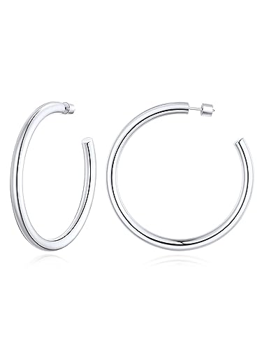 FOCALOOK Ohrstecker Creolen Edelstahl Damenohrringe Earrings Größe 30MM Piercing Ohr Statement Ohrringe Runde Kreolen Klein Große Ohrringe Modeschmuck von FOCALOOK