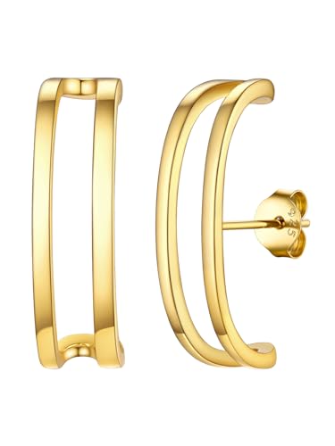 FOCALOOK Ohrstecker Gold Silber Ohrringe Damen 925 Ohrringe Gold C förmige Ohrringe Piercing Ohr Ohrhänger Gold Schmuck für Damen von FOCALOOK