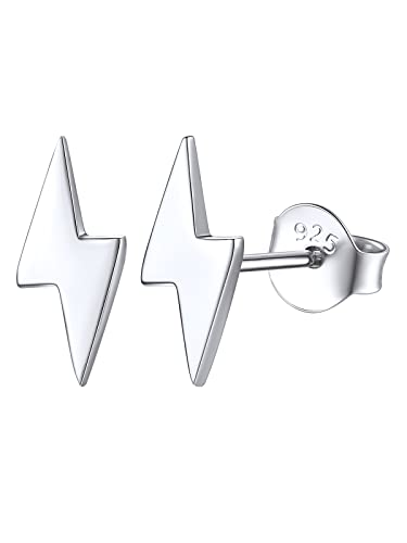 FOCALOOK Ohrstecker Silber Ohrringe Herren Ohrringe Blitz Silver Earrings Piercing Ohr Medizinische Ohrstecker Earrings Accessoire Ohrschmuck von FOCALOOK