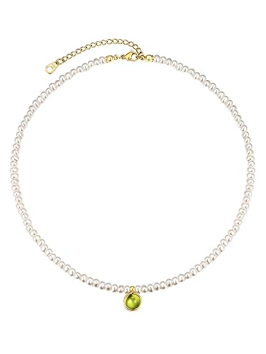 FOCALOOK Perlenkette Kette Geburtsstein Sternzeichen Kette Pearl Necklace Geburtsstein August Perlenschmuck Accessoires für Mama Geburtstag von FOCALOOK