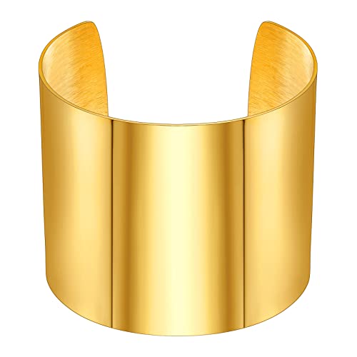 FOCALOOK Armreif Gold Edelstahl Armband mit Gravur Damen Oberarm Armspange 60mm breit Freundschaftsarmband Oberarmreif Schmuck von FOCALOOK