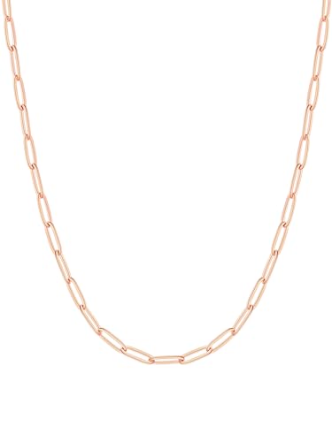 FOCALOOK Posaune Kette Damen aus Edelstahl/vergoldet, feine Kette für Anhänger Silber/Gold/Schwarz/Roségold, Breite 1,8 mm/3 mm – Länge von 35 cm bis 60 cm, mit Box, Edelstahl mit Roségold überzogen von FOCALOOK