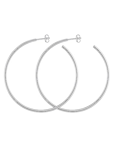 FOCALOOK Runde Große Ohrringe Kreolen Ohrstecker Edelstahl Damen Hängeohrringe Größe 60MM Statement Ohrringe Runde Hängend Earrings Piercing Ohr Große Ohrringe Modeschmuck von FOCALOOK