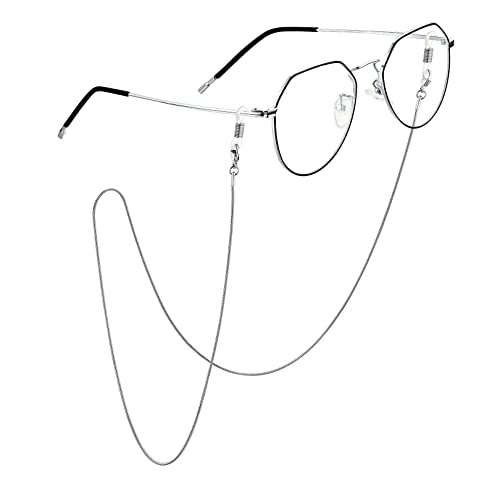 FOCALOOK Schlange Brillenkette mit 1,2mm Breite Schlange Kette Brillenhalskabel Schlichtes Brillenkettchen aus Edelstahl Brillenband Mode Schmuckstücke für Sonnenbrille Lesebrille von FOCALOOK