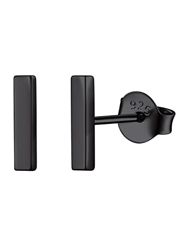 FOCALOOK Silber 925 Ohrringe Ohrstecker Schwarz Damen Rechteck Ohrringe Silver Earrings Piercing Ohr Medizinische Ohrstecker Earrings Accessoire Ohrschmuck von FOCALOOK