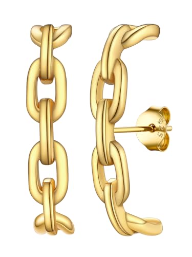 FOCALOOK Silber Ohrringe Damen 925 Ohrringe Gold C förmige Ohrringe Piercing Ohr Ohrstecker Silber 925 Ohrhänger Silberschmuck Damen 925 für Geburtstag von FOCALOOK