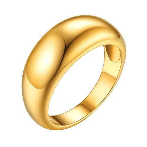 FOCALOOK Statement Ring 18k vergoldet Kuppel Croissant Design Ring Ehering Trauring Verlobungsring Partnerring Modeschmuck für Hochzeit Verlobung Größe 62 (19.7) von FOCALOOK