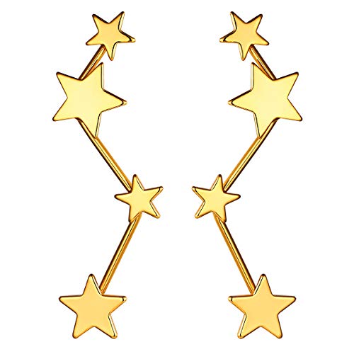 FOCALOOK Sterne Ohrstecker Damen Geometrische Unterbrochene Linie Statement Ohrringe Gold überzogen Elegante Ohrschmuck Accessoire für Mädchen Frauen Bürodamen von FOCALOOK