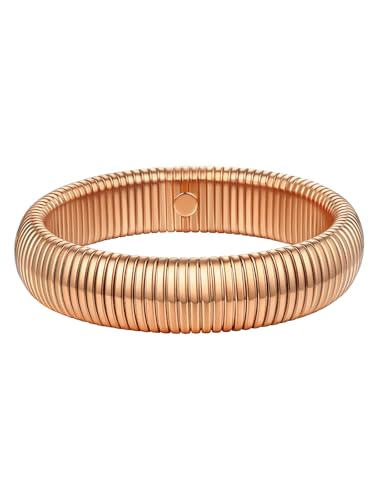 FOCALOOK Stretch Armband Damen Edelstahl Armreif Rosegold Schlangen Armreif Elastisches Armband breit 16mm Manschette Armspange Armband Schmuck von FOCALOOK