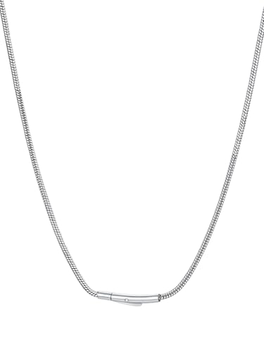 FOCALOOK Unisex Schlangenkette 2mm Damen Herren Edelstahlkette Silber Ankerkette 60cm lang Rattenschwanz Panzerkette ohne Anhänger von FOCALOOK