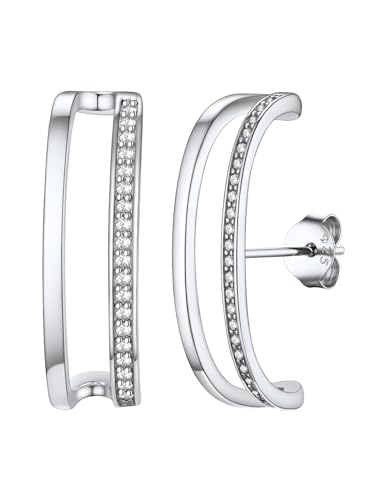 FOCALOOK Zirkonia Ohrringe Silber 925 Ohrstecker C Ohrringe Piercing Ohr Ohrstecker Silber 925 Mädchen Ohrhänger Zirkoniasteinen Ohrstecker Schmuck für BFF von FOCALOOK