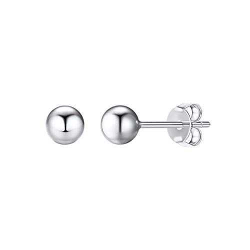 FOCALOOK kleine Kugel Ohrstecker 5mm für Damen Mädchen 925 Silber Nadel Ohrringe Herren Jungen platiniert Ohr Piercing Stud Earrings Accessoire tolles Geschenk für Valentingstag Jahrestag von FOCALOOK