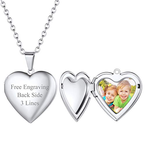 FOCALOOK personalisiert Fotoanhänger Kette Edelstahl simpel Herz Medaillon Bilder Amulett zum Öffnen Damen Mädchen Minimalist Modeschmuck für Muttertag Geburtstag Weihnachten von FOCALOOK