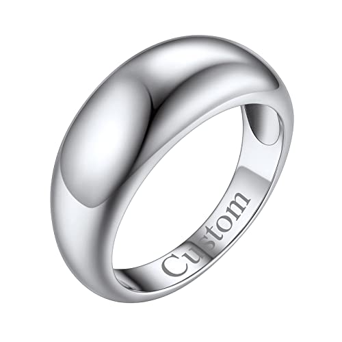 FOCALOOK personalisiert Statement Ring Edelstahl Kuppel Croissant Design Ring Ehering Trauring Verlobungsring Partnerring Modeschmuck für Hochzeit Verlobung Größe 62 (19.7) von FOCALOOK