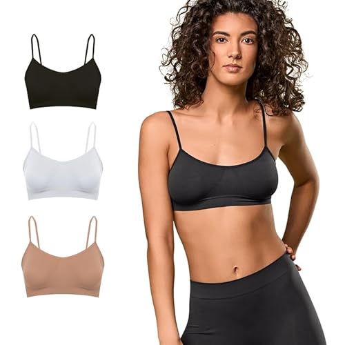 FOCENZA BH Damen Ohne Bügel, Seamless BH mit Schmaler Schultergurt aus Stretch-Mikrofaser, 3 Stück Set, Made in Italy (Schwarz-Weiß-Nude, S/M) von FOCENZA