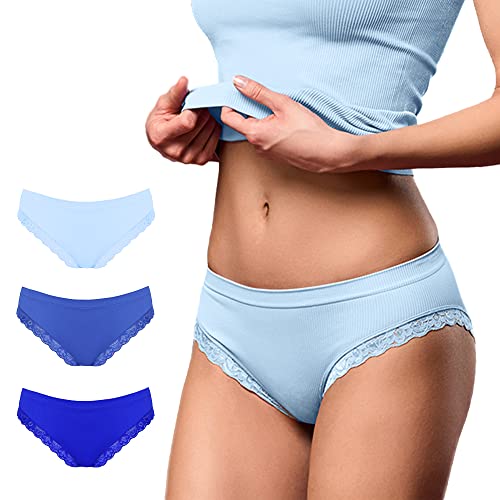 FOCENZA Slip Damen Spitze Feinripp, Nahtlose Technologie, Made in Italy (Light Blue – Bluette – Alaska, SM) von FOCENZA