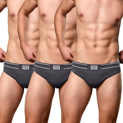 FOCENZA Herren Slip aus Weicher Stretch-Mikrofaser Seamless, Unterwäsche für Herren mit Elastischem Logoband, 3 Stück Set, Made in Italy (Anthrazit, S/M) von FOCENZA