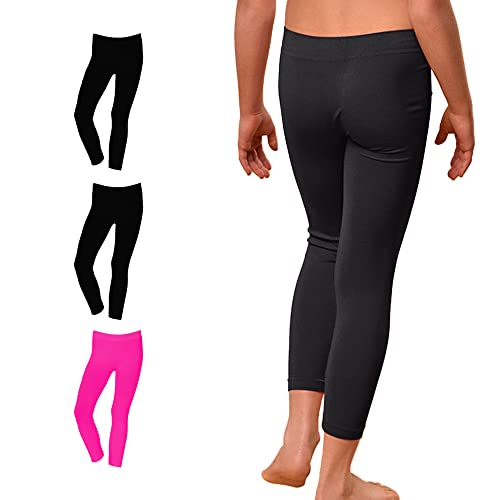 FOCENZA Leggings für Kinder aus weicher Mikrofaser, Unisex, ideal für den Sport, Multipack mit 3 Stück in verschiedenen Farben, Made in Italy, Schwarz-Schwarz-Neon-Bubble, Einheitsgröße von FOCENZA