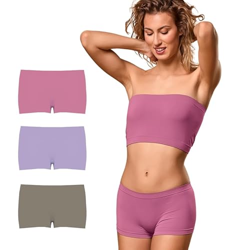 FOCENZA Shorty Boxer Damen aus Weicher Stretch-Mikrofaser, Short für Frauen Bequem und Elastisch, 3 Stück Set, Made in Italy (Oliven-Mauve-Lavendel, S/M) von FOCENZA