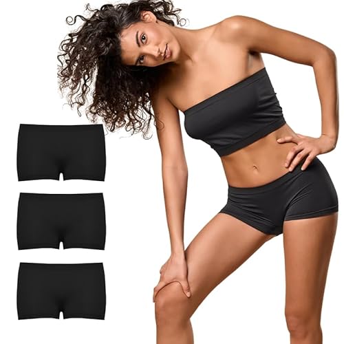 FOCENZA Shorty Boxer Damen aus Weicher Stretch-Mikrofaser, Short für Frauen Bequem und Elastisch, 3 Stück Set, Made in Italy (Schwarz, L/XL) von FOCENZA