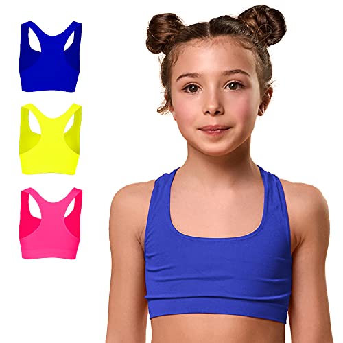 FOCENZA Top für Mädchen aus Mikrofaser, Sport-BH für Mädchen, elastisch und bequem, ideal für Kunstturnen, Multipack mit 3 Stück, hergestellt in Italien, Bubble Fluo-Gelb Fluo-Orchidee, M von FOCENZA
