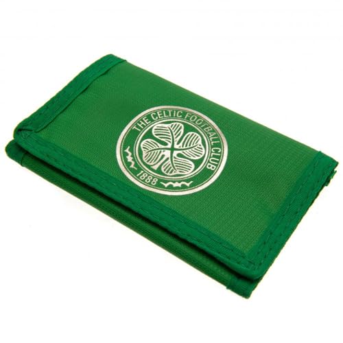 Celtic FC Colour React Geldbörse aus Nylon, Grün, Silber, 12cm x 8cm closed, Doppelt gefaltete Geldbrieftasche von FOCO