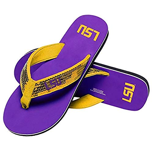 FOCO Damen College Team Logo Riemen Sandalen LSU Tigers NCAA Flip Flops mit Pailletten, Größe L, Teamfarbe von FOCO
