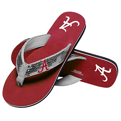 FOCO Damen NCAA College Logo Riemen Sandalen Flops Alabama Flip-Flop, Pailletten, Größe L, Team-Farbe von FOCO