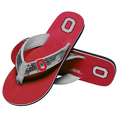 FOCO Damen Team Logo Flops Sandalen Ohio State Flip Flop mit Pailletten, Größe M, Teamfarbe von FOCO