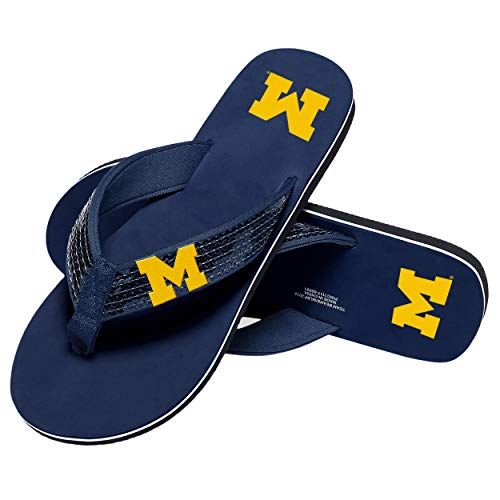 FOCO Damen NCAA College Team Logo Riemen Sandalen Flops Michigan Flip Flop mit Pailletten, Größe M, Teamfarbe von FOCO