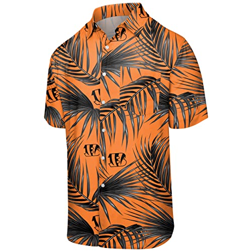 FOCO Herren Mens NFL Team Logo Floral Aloha Tropical Button Up Shirt Cincinnati Bengals SMU Hemd, mit Knopfleiste, Größe L, L von FOCO