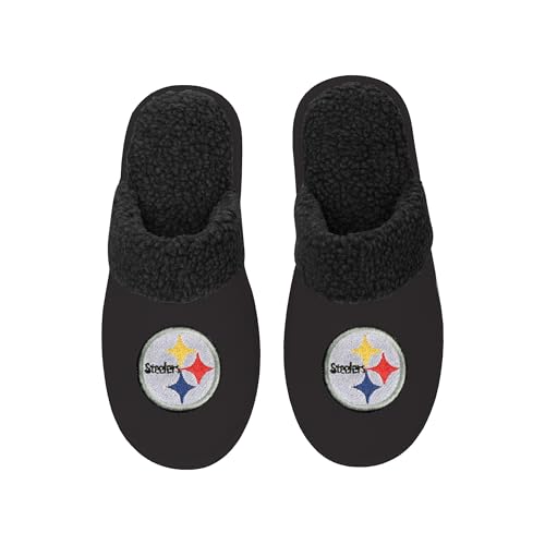 FOCO Herren-Hausschuhe mit NFL-Motiv, Team-Farbe, Wildleder, Sherpa-Scuff, Pittsburgh Steelers, X-Large von FOCO
