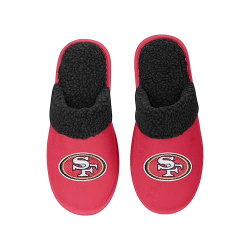 FOCO Herren-Hausschuhe mit NFL-Motiv, Team-Farbe, Wildleder, Sherpa-Scuff, San Francisco 49Ers, X-Large von FOCO