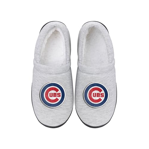 FOCO Herren MLB Team Big Logo Grau Sweatshirt Sherpa Mokassins Erwachsene Hausschuhe, Chicago Cubs, Medium von FOCO