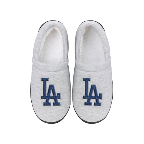FOCO Herren MLB Team Big Logo Grau Sweatshirt Sherpa Mokassins Erwachsene Hausschuhe, Los Angeles Dodgers, X-Large von FOCO