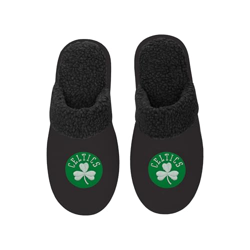 FOCO - Herren NBA Big Logo Team Color Suede Sherpa Scuff Hausschuhe, Boston-Celtics-Grün, Large von FOCO