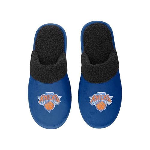 FOCO - Herren NBA Big Logo Team Color Suede Sherpa Scuff Hausschuhe, New York Knicks, Large von FOCO