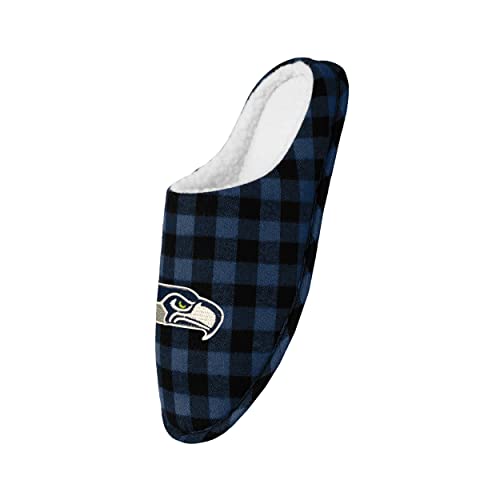 FOCO Herren NFL Sherpa Gefütterte Buffalo Check Memory Foam Hausschuhe, Team-Farbe von FOCO