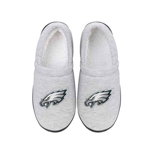 FOCO Herren NFL Team Big Logo Grau Sweatshirt Sherpa Mokassins Erwachsene Uni Hausschuhe, Philadelphia Eagles, Medium Women/Small Men von FOCO