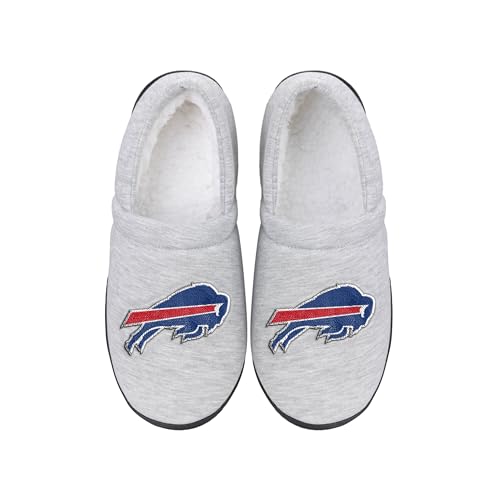 FOCO Herren NFL Team Big Logo Grau Sweatshirt Sherpa Mokassins Erwachsene Unisex Hausschuhe, Buffalo Bills, Medium von FOCO