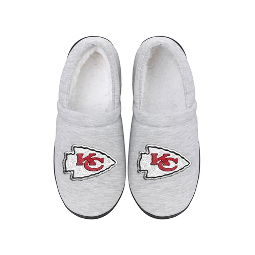 FOCO Herren NFL Team Big Logo Grau Sweatshirt Sherpa Mokassins Erwachsene Unisex Hausschuhe, Kansas City Chiefs, Large von FOCO